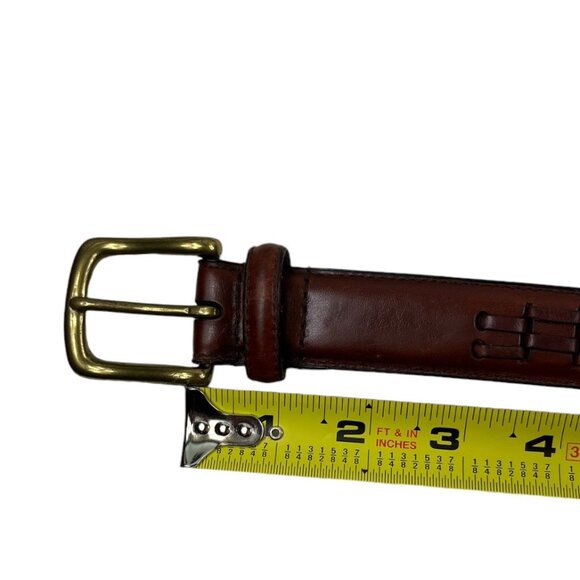 Leather Woven Belt Men's Brown 36" / 90 Oil Tan Cowhide Solid Brass Buckle - Picture 9 of 16